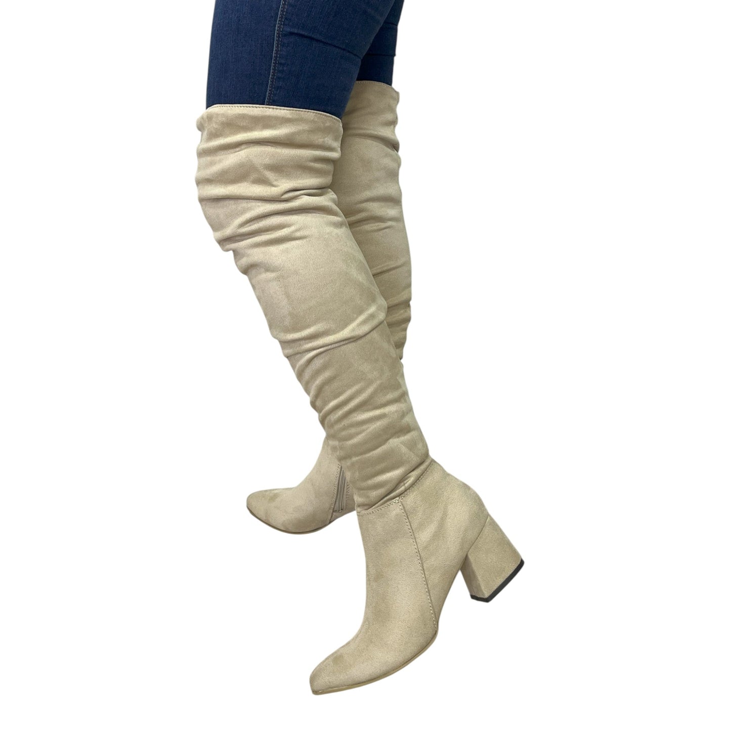 Bota extralarga Beige gamuza Karol G