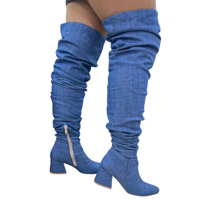 Bota extralarga Azul denim Karol G