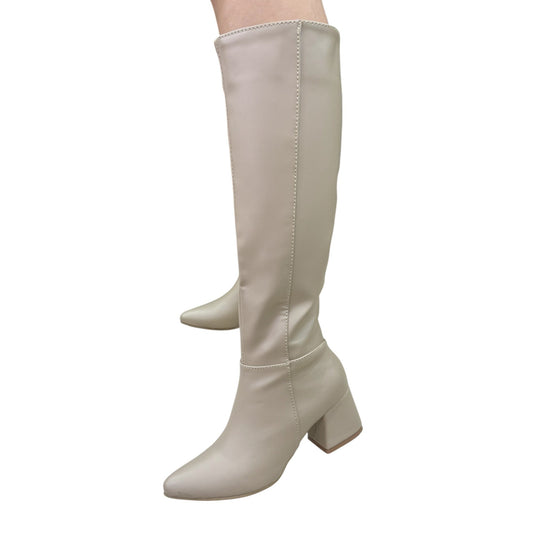 Bota media caña Beige acabado tipo cuero Luna Puntuda 51/2