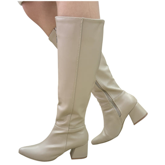 Bota media caña Beige acabado tipo cuero Luna Puntuda 51/2