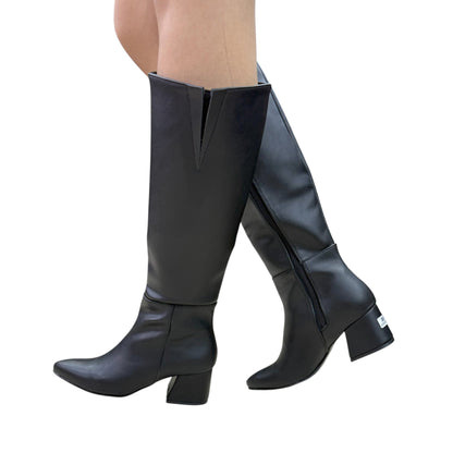 Bota media caña Negro acabado tipo cuero Luna Puntuda 51/2