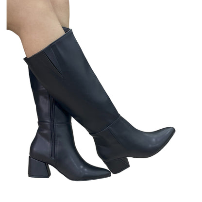 Bota media caña Negro acabado tipo cuero Luna Puntuda 51/2