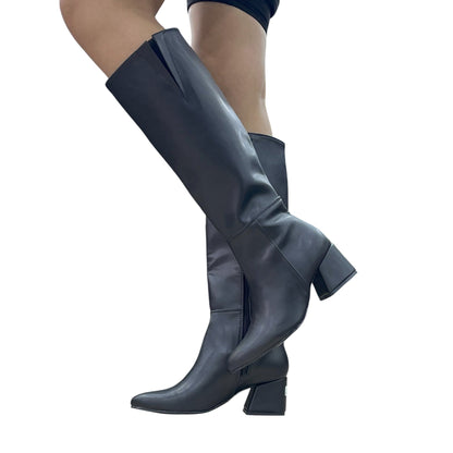 Bota media caña Negro acabado tipo cuero Luna Puntuda 51/2