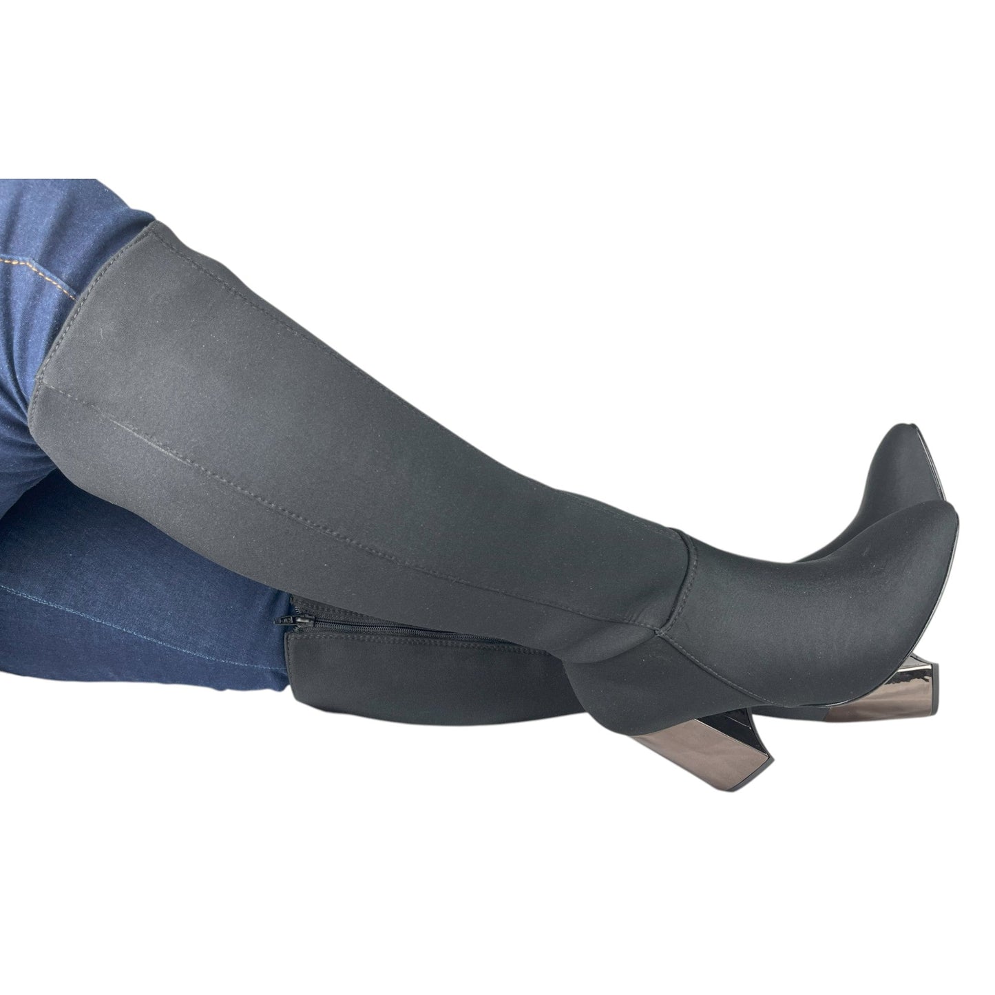 Bota media caña Negro licra stretch Luna Puntuda