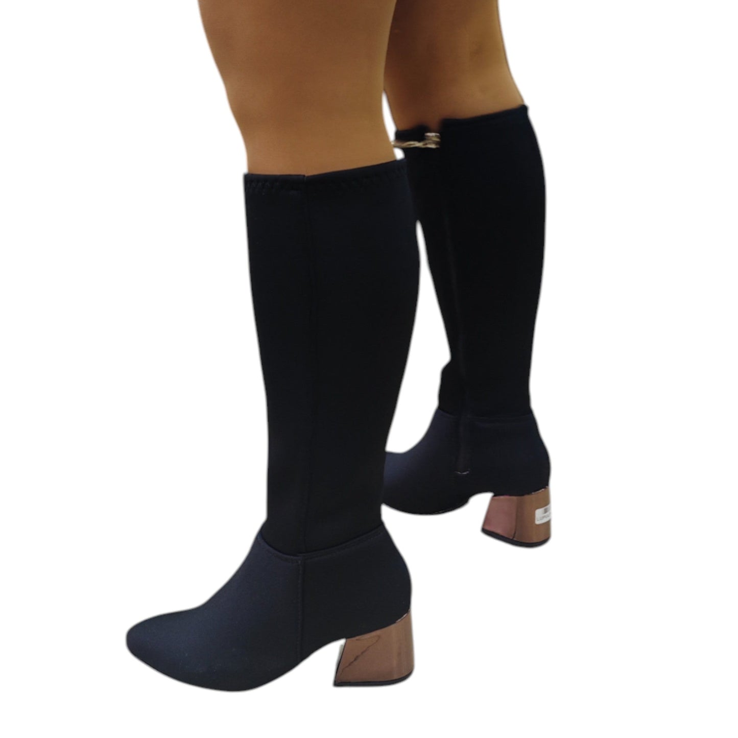 Bota media caña Negro licra stretch Luna Puntuda 51/2