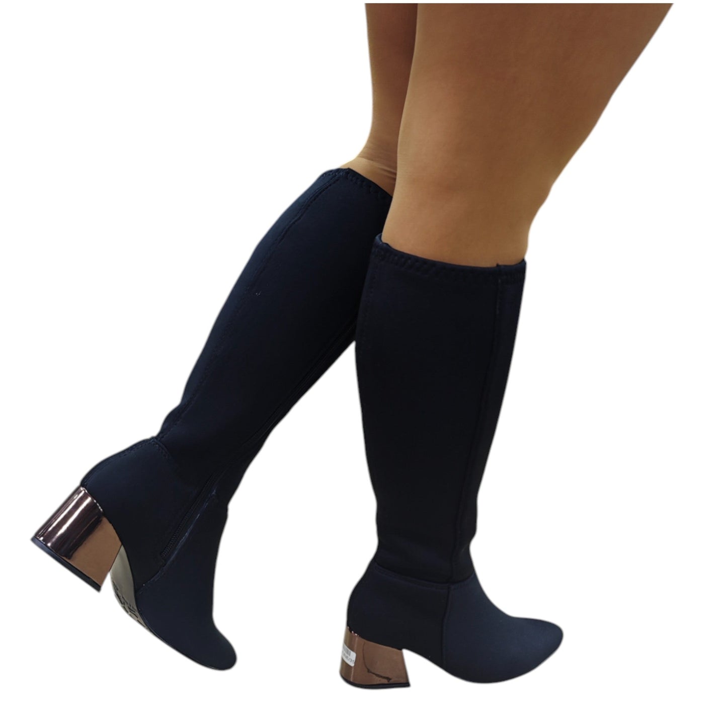 Bota media caña Negro licra stretch Luna Puntuda 51/2