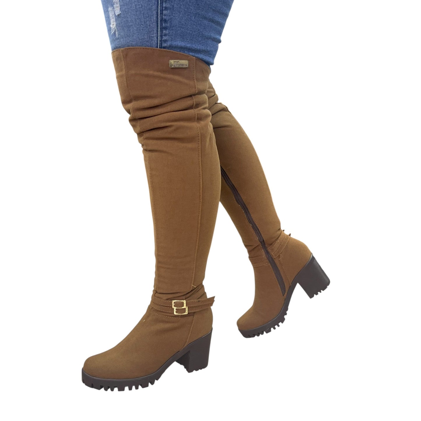 Bota extralarga Miel gamuza Mafe 2