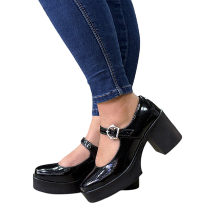 Zapato tacón 5.5 cm Negro charol Mafalda