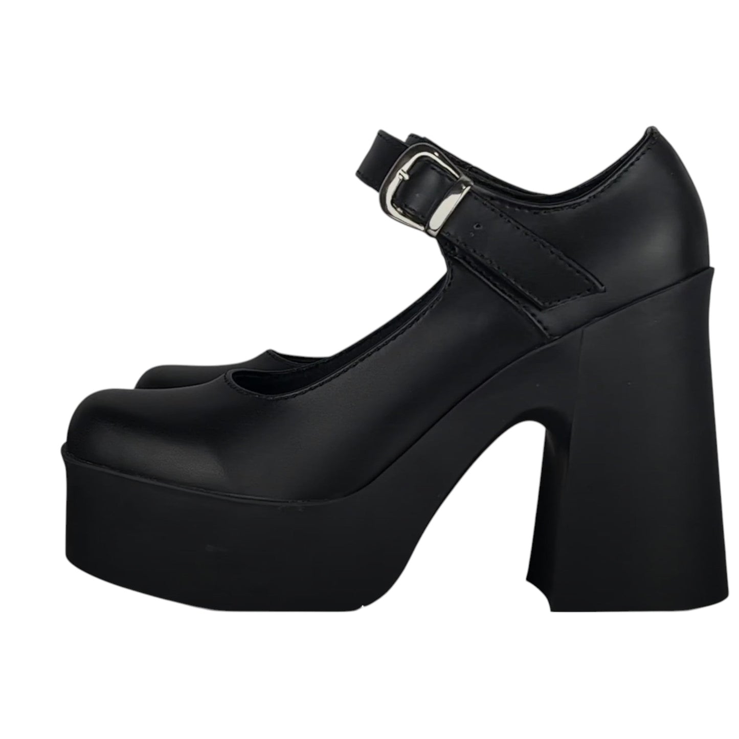 Zapato tacón 7.5 cm Negro acabado tipo cuero Mafalda