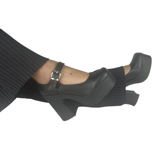Zapato tacón 7.5 cm Negro acabado tipo cuero Mafalda