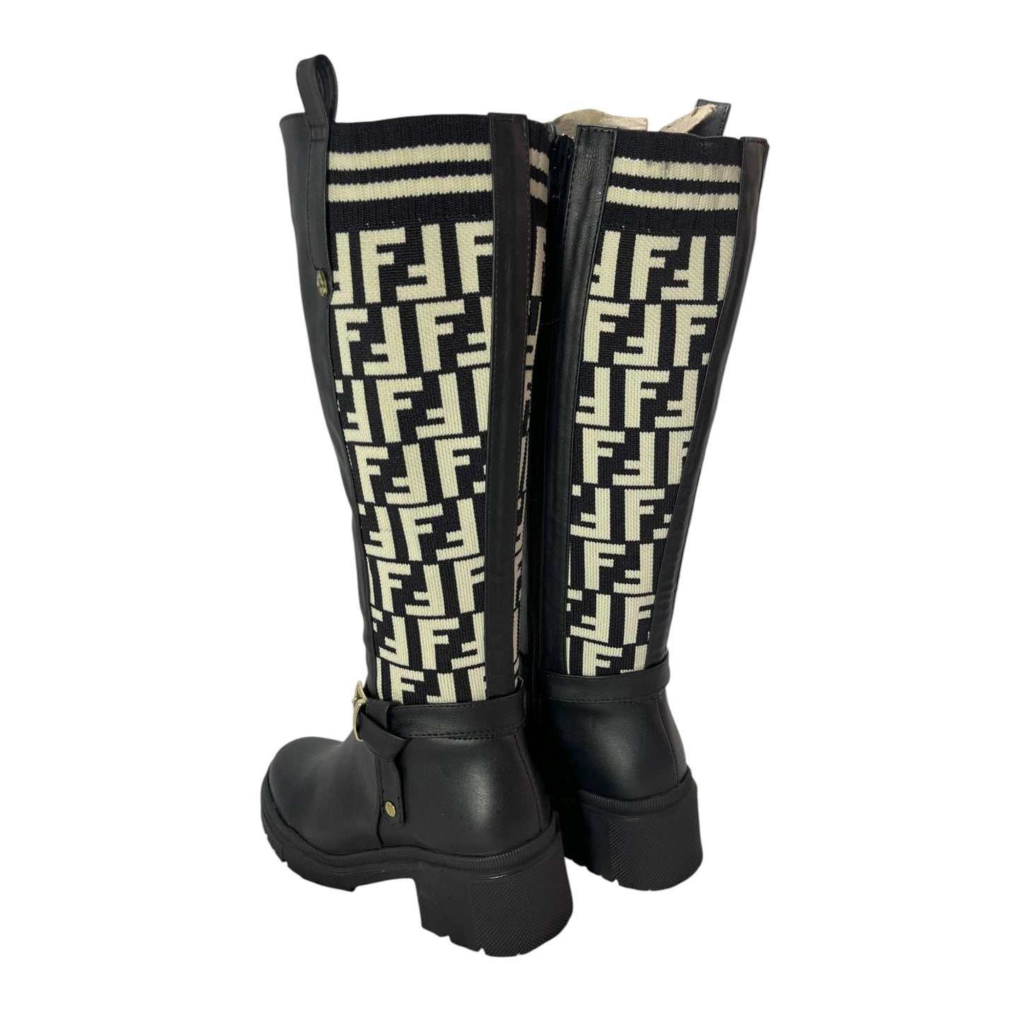 Bota media caña Negro acabado tipo cuero Mery