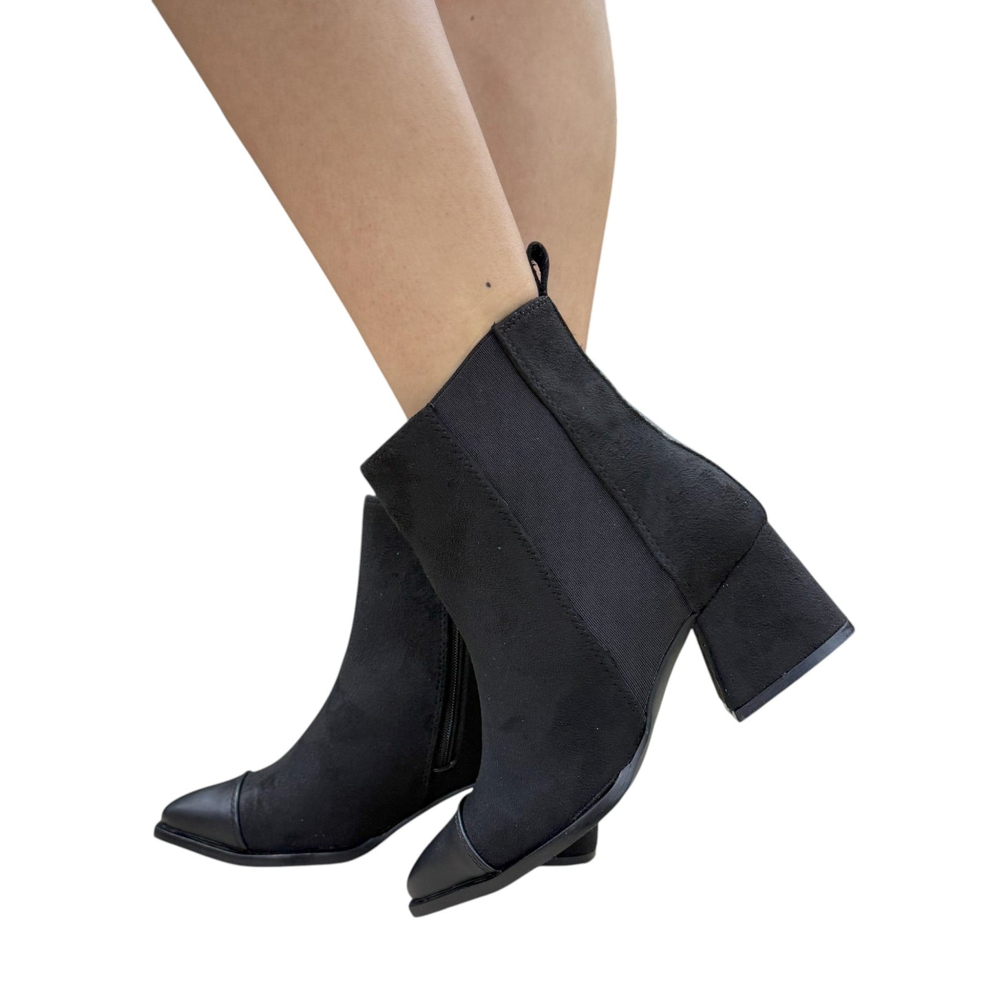 Botin Polonia gamuza negro altura 5,5 punta fina