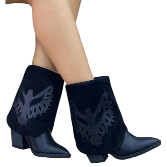 Bota caña alta Negro acabado tipo cuero Texana de Aguila