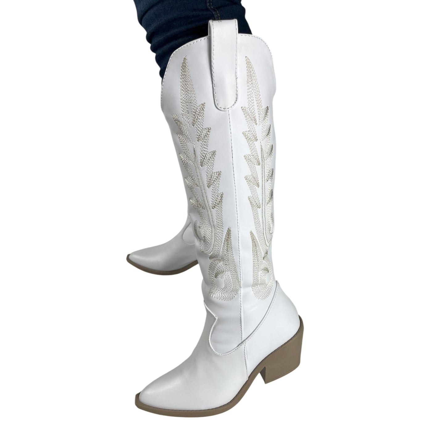 Bota media caña Blanco acabado tipo cuero Texana Base Cuero Blanco