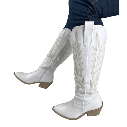 Bota media caña Blanco acabado tipo cuero Texana Base Cuero Blanco