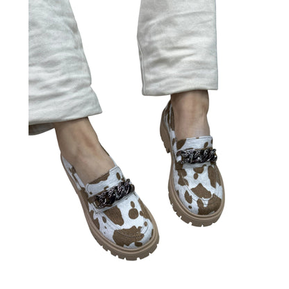 Mocasín Antifaz Estampado Vaca