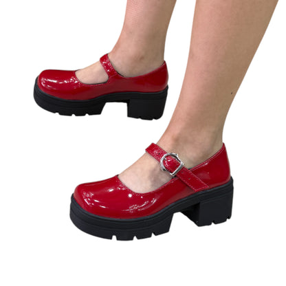 Zapato plano rojo charol Mafalda