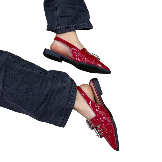 Zapato Gala rojo Charol – Punta Fina, Talón Descubierto