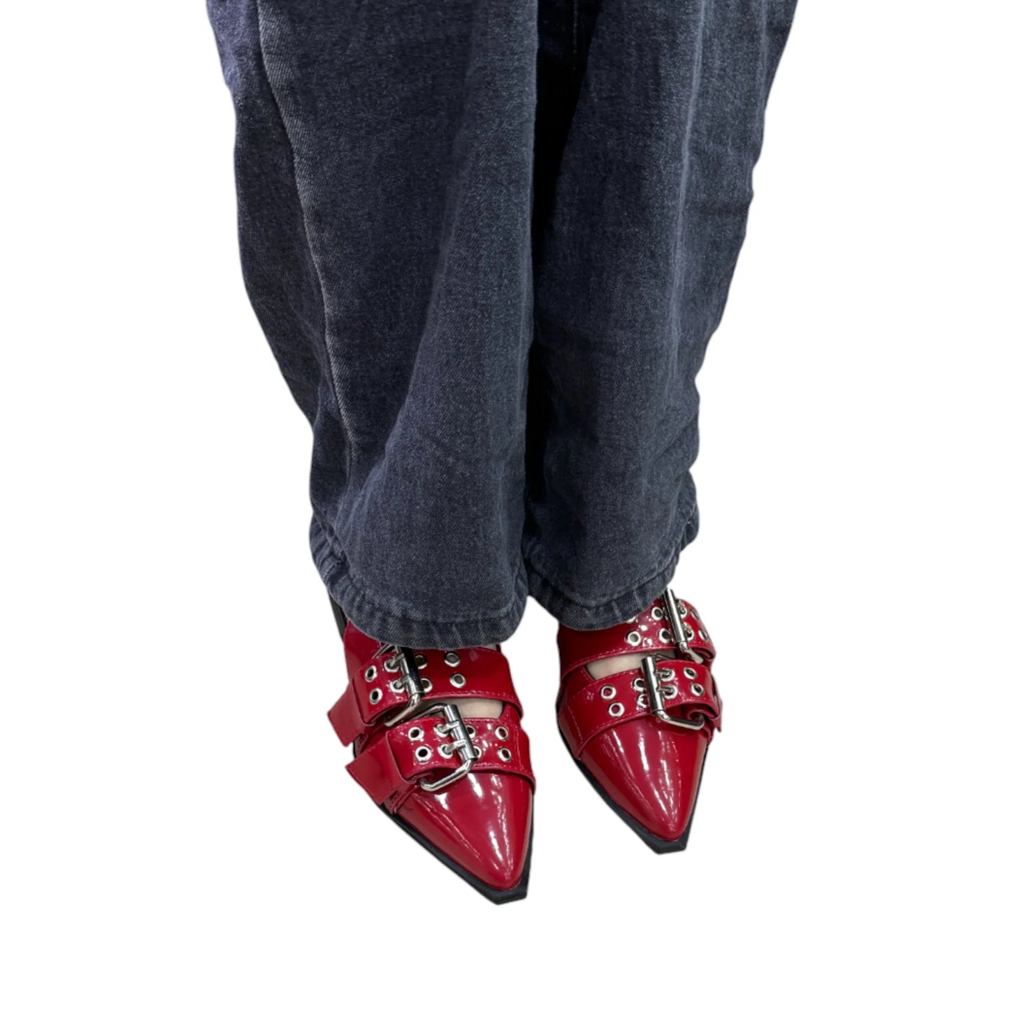 Zapato Gala rojo Charol – Punta Fina, Talón Descubierto